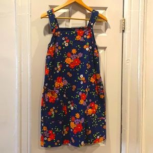 Vintage 60’s floral pinafore dress button back Small